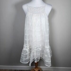 Zara Fairy Dress Womens Small Lace Ethereal Sheer Trapeze Boho Whimsical‎ White